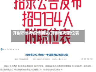 开封市省考疫情要求(开封省考职位表)