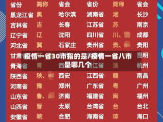 疫情一省30市指的是/疫情一省八市是哪几个