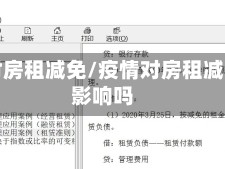 疫情对房租减免/疫情对房租减免有影响吗
