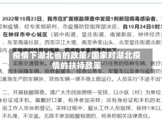 疫情下湖北省的政策/国家对湖北疫情的扶持政策