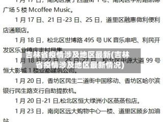 吉林省疫情涉及地区最新(吉林省疫情涉及地区最新情况)