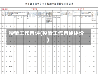 疫情工作自评(疫情工作自我评价)