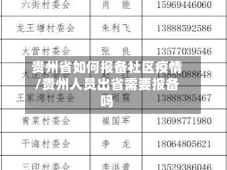 贵州省如何报备社区疫情/贵州人员出省需要报备吗