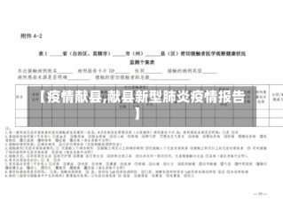 【疫情献县,献县新型肺炎疫情报告】