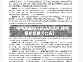 【疫情最新报告轨迹河北省,疫情最新数据河北省】