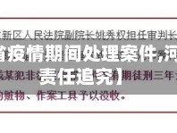 【河北省疫情期间处理案件,河北疫情责任追究】