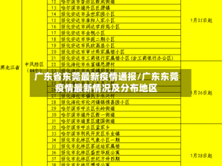 广东省东莞最新疫情通报/广东东莞疫情最新情况及分布地区