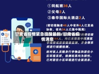 甘肃省疫情紧急提醒最新/甘肃省疫情消息