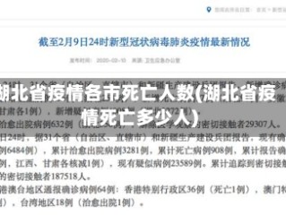 湖北省疫情各市死亡人数(湖北省疫情死亡多少人)