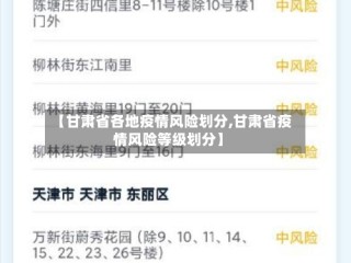 【甘肃省各地疫情风险划分,甘肃省疫情风险等级划分】