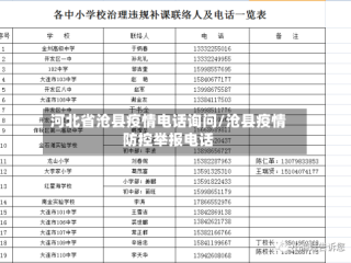 河北省沧县疫情电话询问/沧县疫情防控举报电话