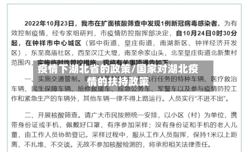 疫情下湖北省的政策/国家对湖北疫情的扶持政策-第1张图片