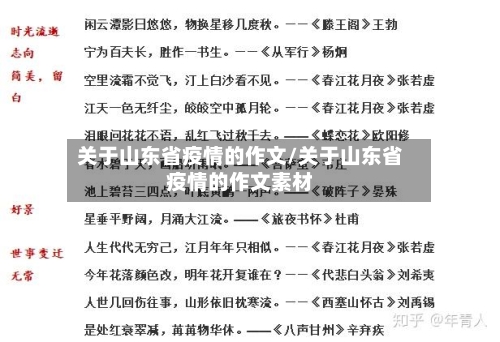 关于山东省疫情的作文/关于山东省疫情的作文素材-第1张图片