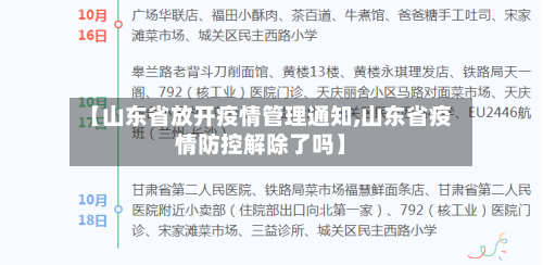 【山东省放开疫情管理通知,山东省疫情防控解除了吗】-第1张图片