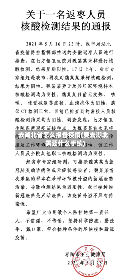 去湖北省怎么报备疫情(要去湖北需要什么手续)-第1张图片