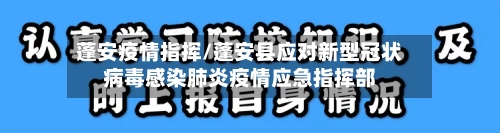 蓬安疫情指挥/蓬安县应对新型冠状病毒感染肺炎疫情应急指挥部-第1张图片